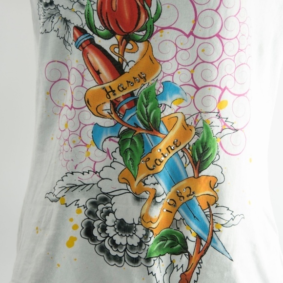HallHuber Crystal Tiger Floral Logo T Shirt XL - Picture 5 of 5